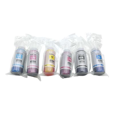 chai mực cho Epson L805 L800 L1800 L810 L850 máy in T673 Mã mực 70gm X CMYBkLCLM Bộ màu mực
